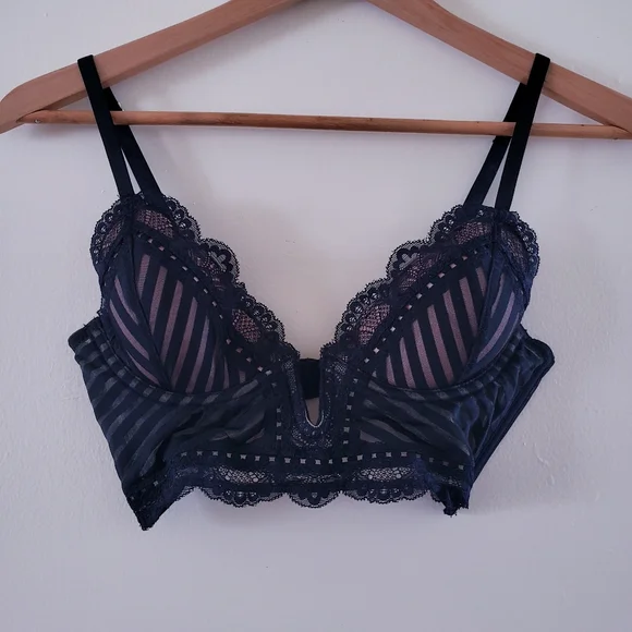 🏷Thistle And Spire NWOT Plunging Corset Underwire Bra W/Nude Underlay - 34B - Picture 13 of 14